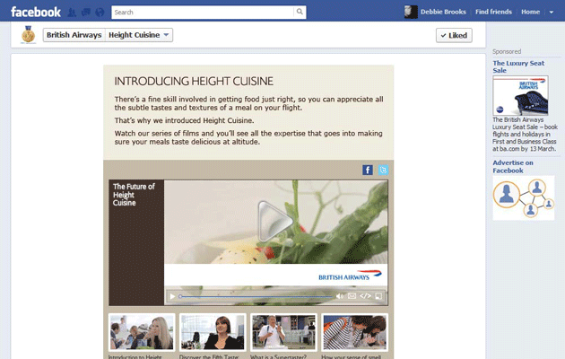 British Airways Height Cuisine Facebook App